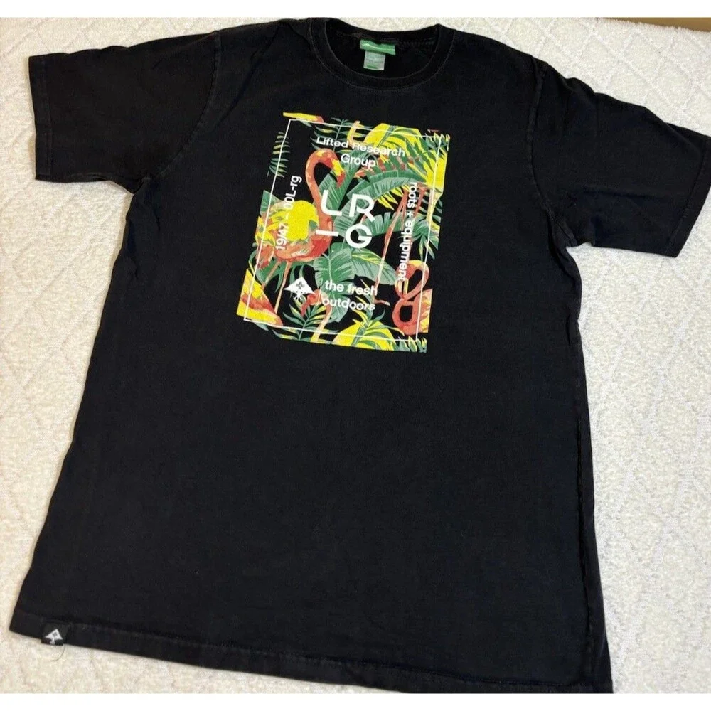 Vintage Y2K LRG Lifted Research Group Flamingos Tropical Fresh Outdoors Shirt M